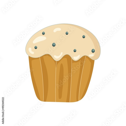 Easter bun. Kulich. Bread. Happy Easter.Hand-drawn. Vector illustration.