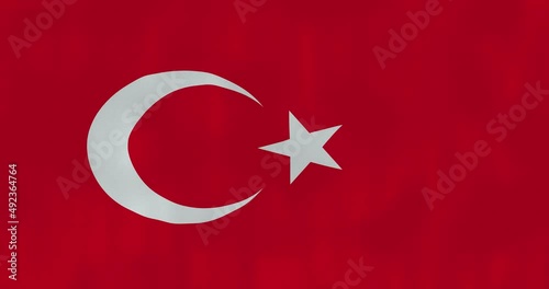 Turkey flag waving in the wind, detailed fabric texture, 4k, Animated Realistic.