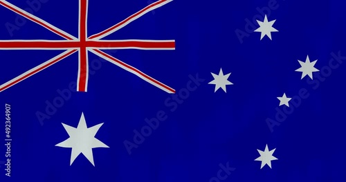 Austrailan flag waving in the wind, detailed fabric texture, 4k, Animated Realistic.