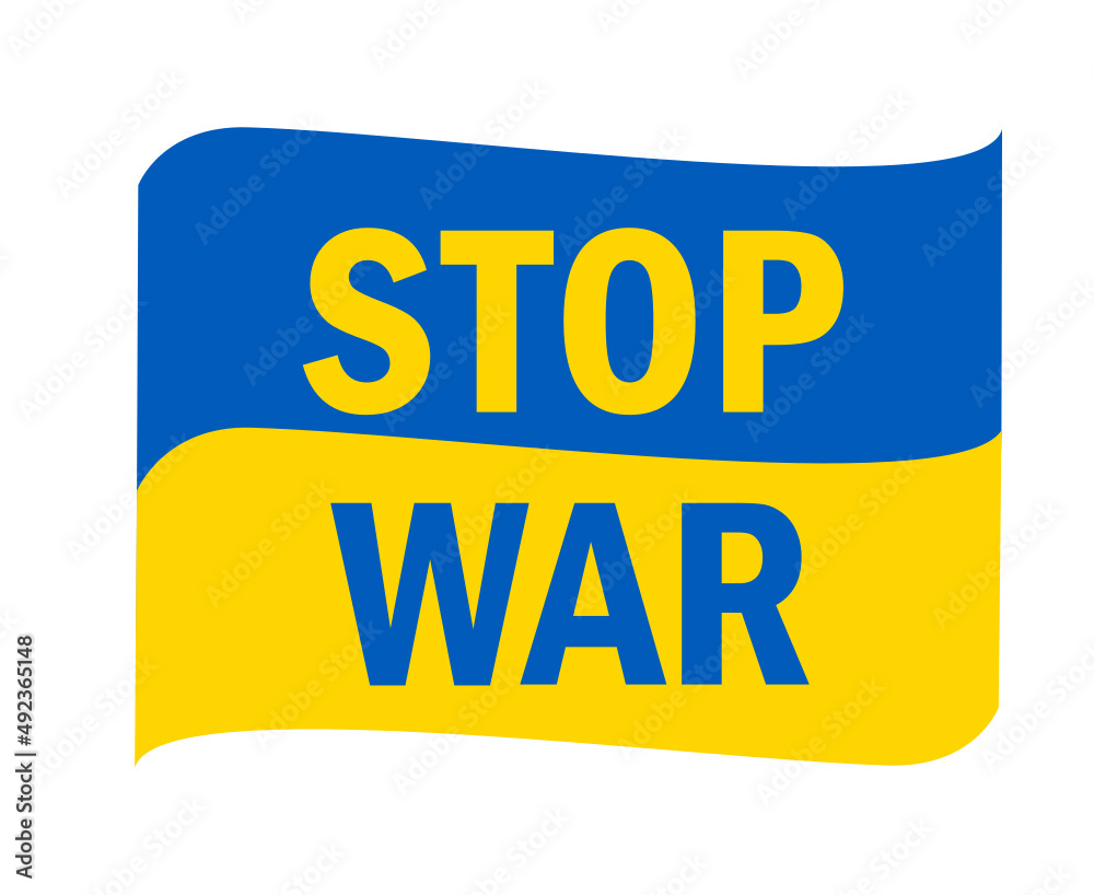 Stop War In Ukraine Flag Ribbon Emblem Abstract Symbol Vector Illustration Stop War In Ukraine Flag Ribbon Emblem Abstract Symbol Vector Illustration