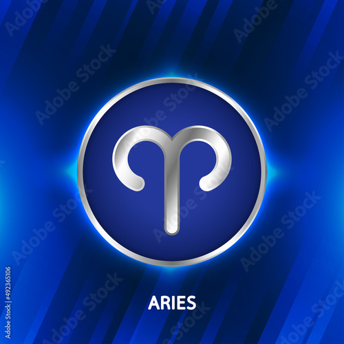 Astrological zodiac Aries symbols in light silver color around. Glowing collection of Astrology Zodiac Signs. Shining bright lights stars. Glowing shining metallic zodiac signs.
