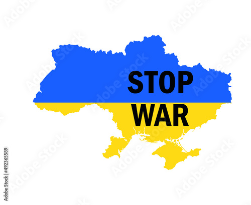 Stop War In Ukraine Flag Map Emblem Abstract Symbol Vector Illustration Black