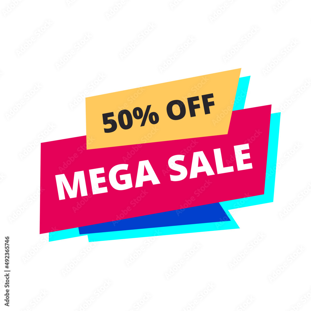 50% off mega sale red flat label 50% off mega sale red flat label