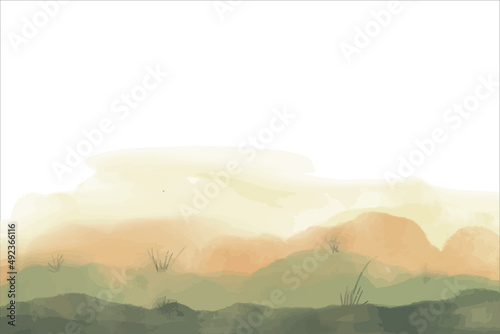 watercolor background, wide green forest