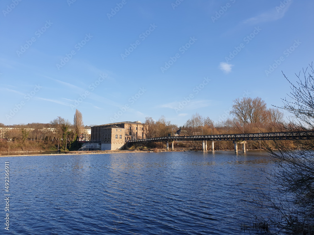 Mülheim an der Ruhr - Blick auf das Wasserkraftwerk Kahlenberg