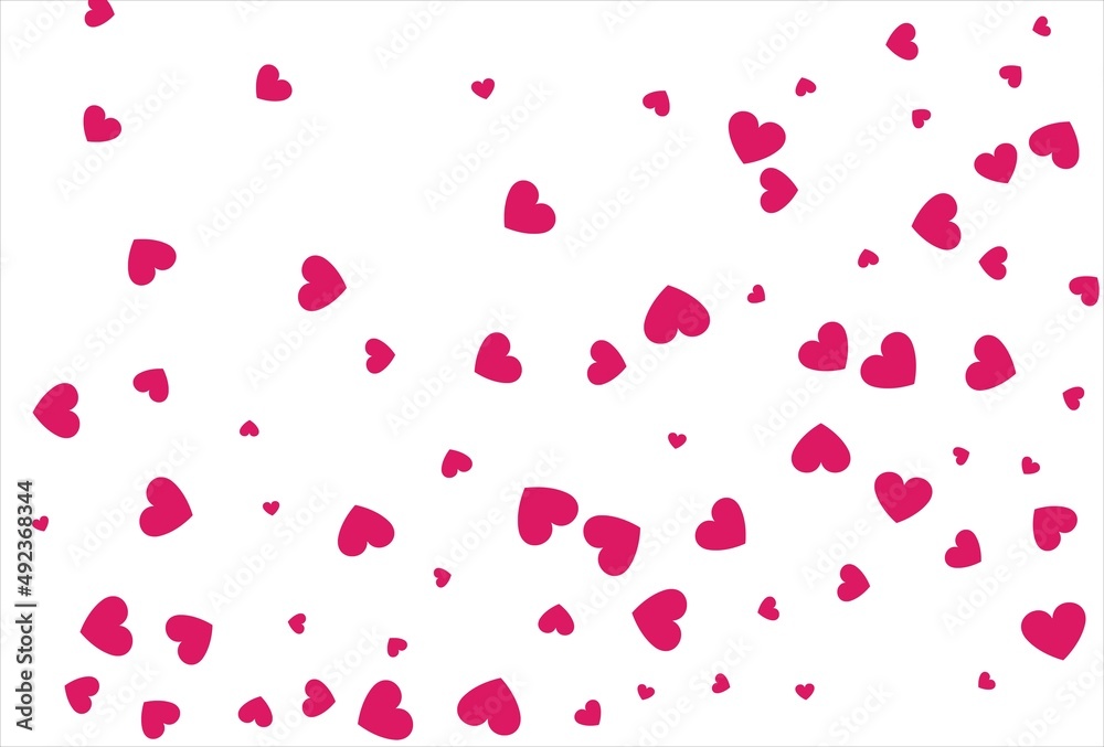 Red heart background. Love confetti background