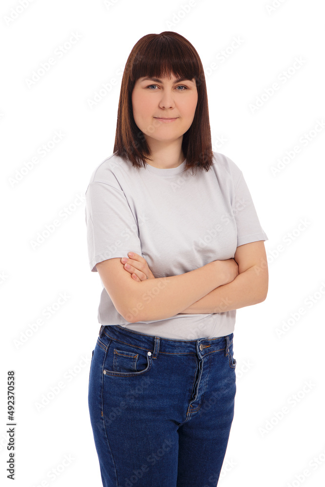 portrait of young woman posing in casual clothes isolated on white portrait of young woman posing in casual clothes isolated on white