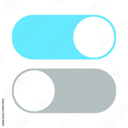 On Off switcher isolated on white background. Vector illustration. Collection of on and off buttons. Slider buttons. Vector illustration. colorful

