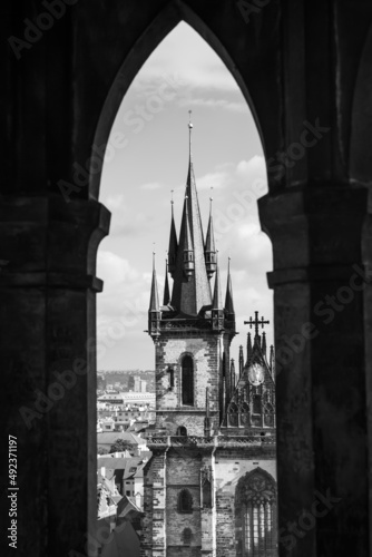 Obraz na płótnie Prague - Black and white cityscape