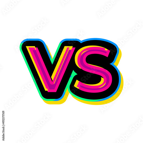 versus battle pink yellow green flat design