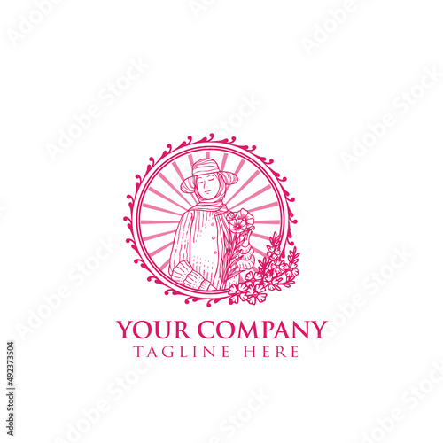 women fashion hi jab muslim mascot logo