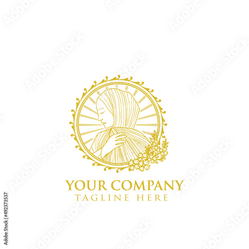 women fashion hi jab muslim mascot logo