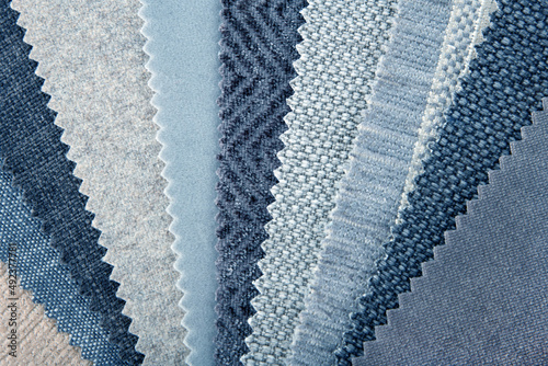 closeup of fabric swatches choice for interior design