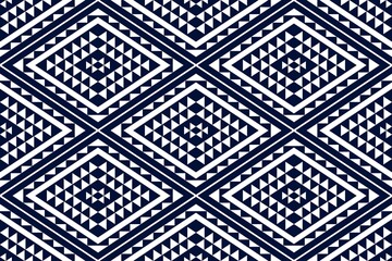 Deken met foto Blauw wit patronen Geometric ethnic oriental seamless pattern traditional Design for background,carpet,wallpaper.clothing,wrapping,Batik fabric,Vector illustration.embroidery style - Sadu, sadou, sadow or sado  © Beautiful Dream