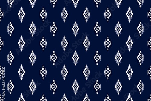 Geometric ethnic oriental seamless pattern traditional Design for background,carpet,wallpaper.clothing,wrapping,Batik fabric,Vector illustration.embroidery style - Sadu, sadou, sadow or sado