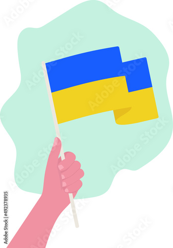 Say no to war. Illustration of peace in Ukraine. Hand with UA flag. Stop war and military attack in Ukraine poster concept