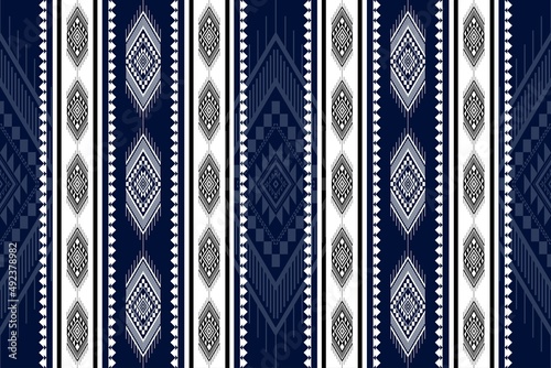 Geometric ethnic oriental seamless pattern traditional Design for background,carpet,wallpaper.clothing,wrapping,Batik fabric,Vector illustration.embroidery style - Sadu, sadou, sadow or sado