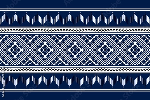 Geometric ethnic oriental seamless pattern traditional Design for background,carpet,wallpaper.clothing,wrapping,Batik fabric,Vector illustration.embroidery style - Sadu, sadou, sadow or sado