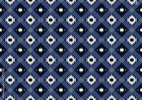 Geometric ethnic oriental seamless pattern traditional Design for background,carpet,wallpaper.clothing,wrapping,Batik fabric,Vector illustration.embroidery style - Sadu, sadou, sadow or sado