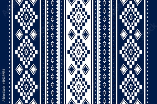 Geometric ethnic oriental seamless pattern traditional Design for background,carpet,wallpaper.clothing,wrapping,Batik fabric,Vector illustration.embroidery style - Sadu, sadou, sadow or sado