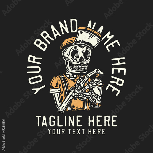 skeleton holding spray paint vintage t shirt design template