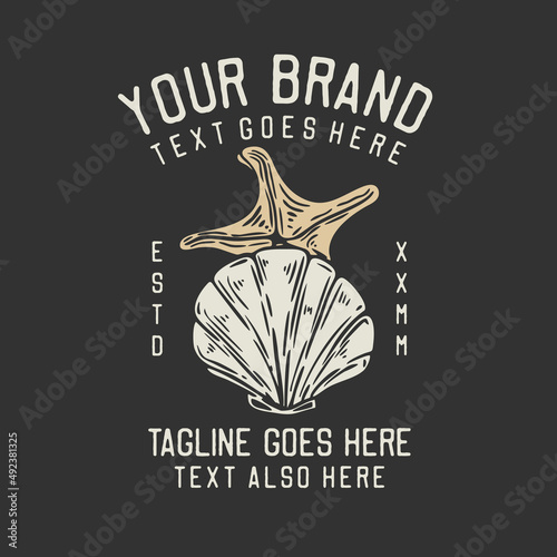 shell and starfish vintage t shirt design template