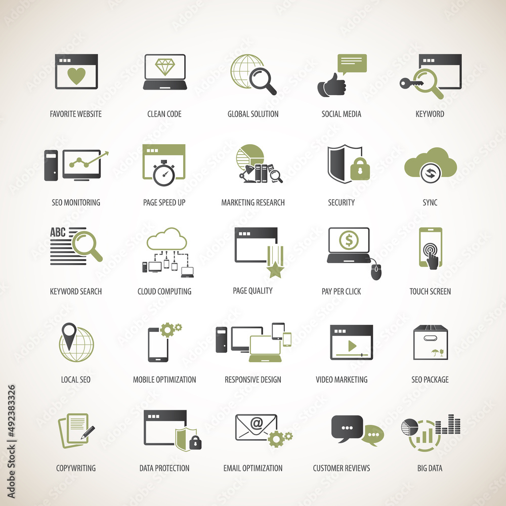 Set of SEO and Development icons Set of SEO and Development icons