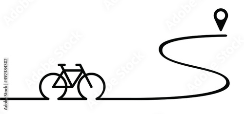 Pin location logo. Pointer or point trekking route Vector World Bicycle day race tour. Sport icon Cyclist, cycling symbol. vector bike pictogram. Pin location logo. Pinpoint sign. Bicycle