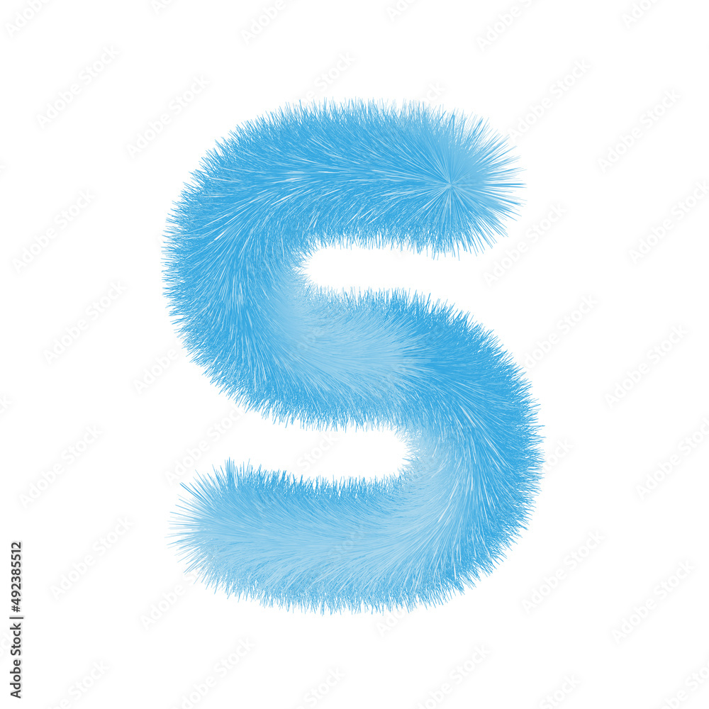 Feathered letter S font vector. Easy editable letters. Soft and realistic feathers. Blue, fluffy, hairy letter S, isolated on white background. Feathered letter S font vector. Easy editable letters. Soft and realistic feathers. Blue, fluffy, hairy letter S, isolated on white background.