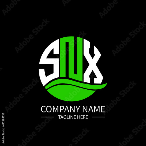 SNX logo monogram isolated on circle element design template, SNX letter logo design on black background. SNX creative initials letter logo concept.  SNX letter design. photo