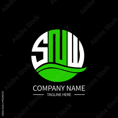 SNW logo monogram isolated on circle element design template, SNW letter logo design on black background. SNW creative initials letter logo concept.  SNW letter design. photo