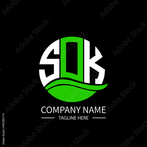 SOK logo monogram isolated on circle element design template, SOK letter logo design on black background. SOK creative initials letter logo concept.  SOK letter design.