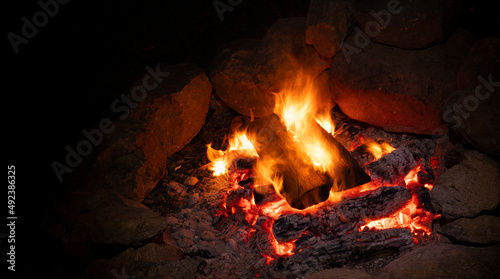 Campfire and surrounding rocks