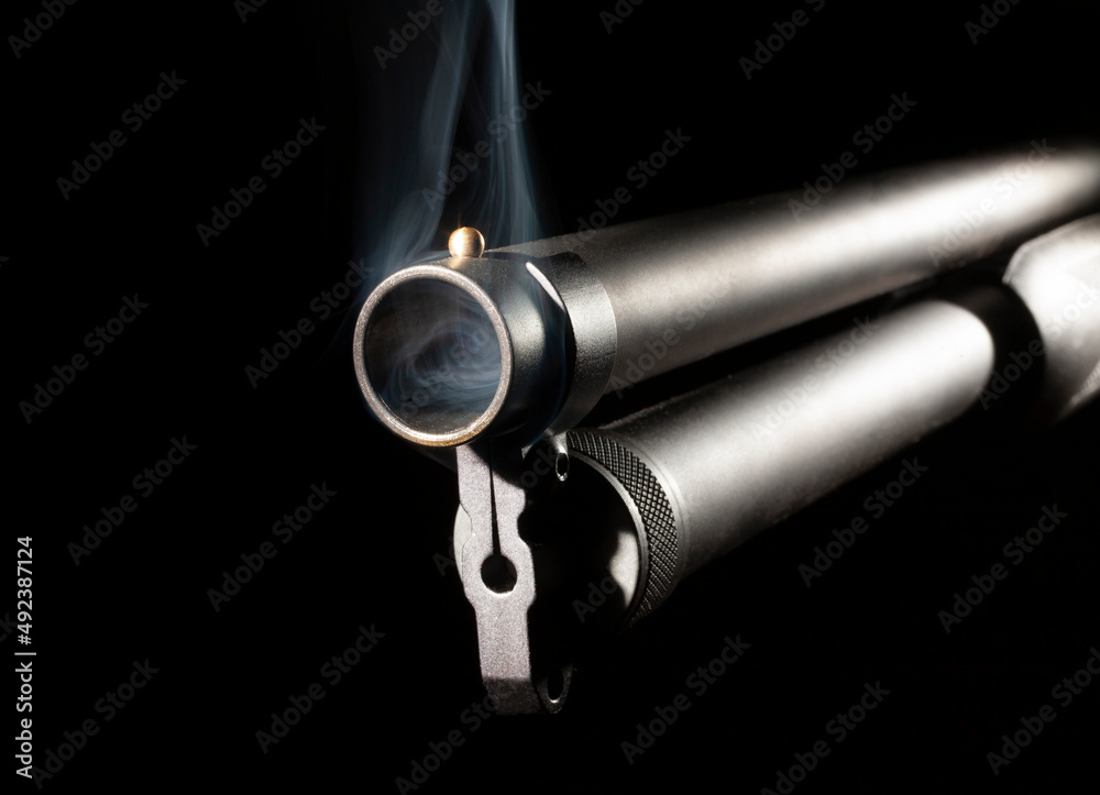 Fototapeta premium Smoke rising from a shotgun barrel