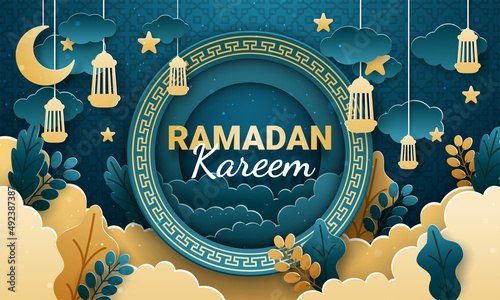Fotografie, Obraz Ramadan kareem paper cut vector
