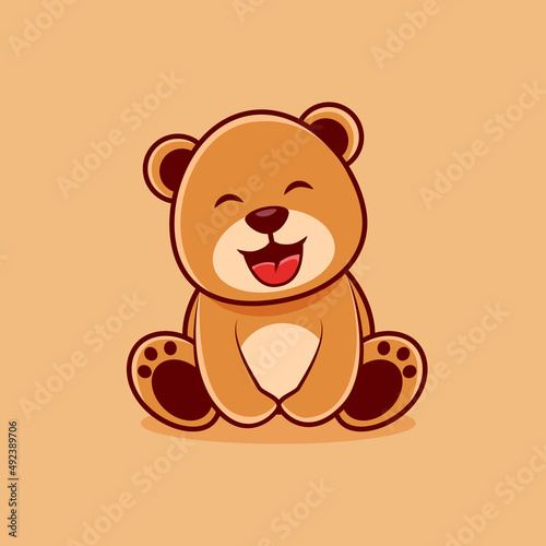 Cute teddy bear icon cartoon vector illustration. Happy little bear cartoon vector.