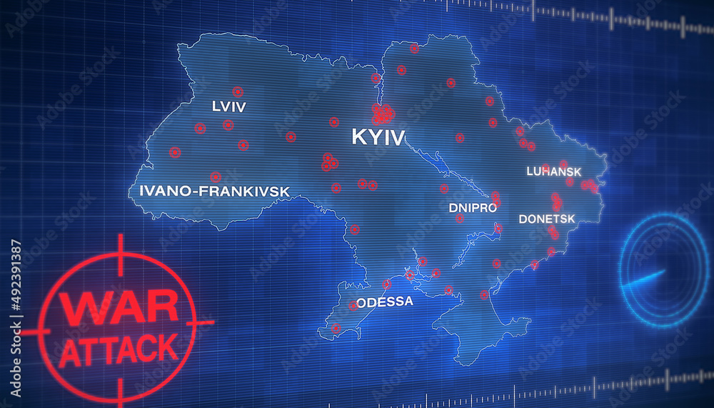 illustation - map of Russian attacks on Ukraine illustation - map of Russian attacks on Ukraine