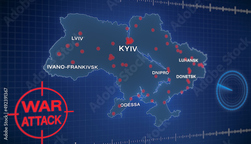 illustation - map of Russian attacks on Ukraine photo