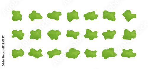 Green slime, snot blob vector icon, goo mucus set isolated on white background. Random simple illustration photo