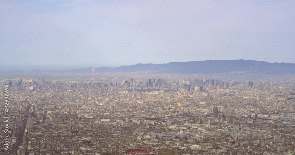 タイムラプス - 大阪平野の風景 雲の動き ズームイン タイムラプス - 大阪平野の風景 雲の動き ズームイン