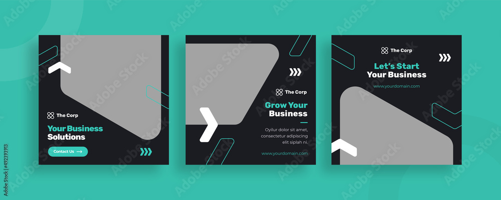 Tableau sur toile Set of editable templates for Instagram post, Facebook square, corporate, advert