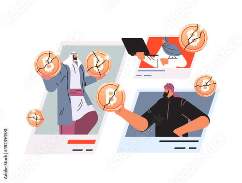 businesspeople investors with crashed coins cryptocurrency crash bitcoin price collapse crypto loss investment risk crisis