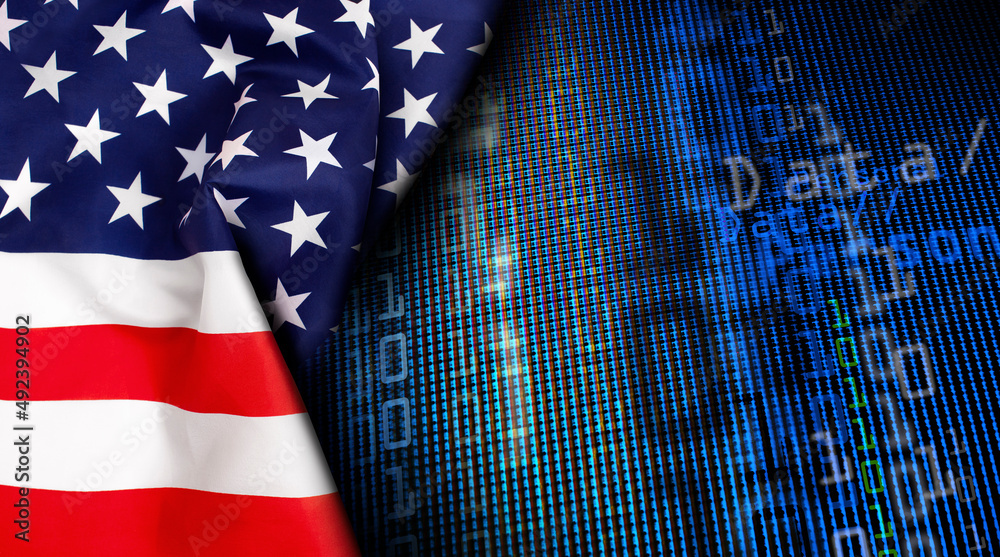 Fototapeta premium American flag on the digital screen background