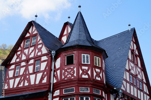 Beautiful quaint timber-framed houses of Bacharach on Rhein or Rhine in Germany