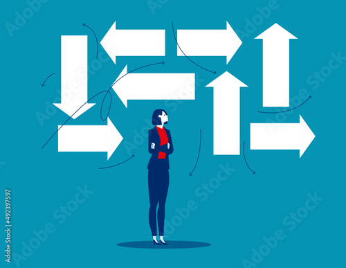 Confusion about options and directions. Uncertainty business vector illustration