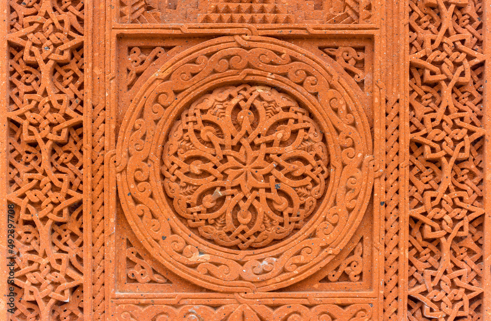 Carved pattern on Armenian khachar. Kyiv