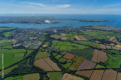 Aerial Views of Pembroke Dock and And Oil and Gas terminals at Milford Haven, Wales, UK photo