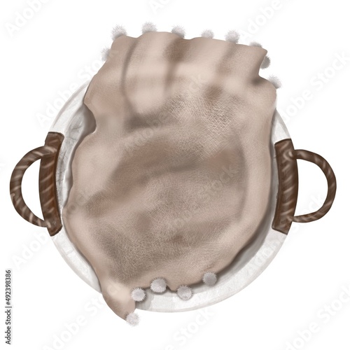 watercolor illustration of a baby cradle on top. children's furniture. bed for animals