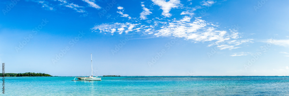 Sailboat on the lagoon in Bora Bora, French Polynesia