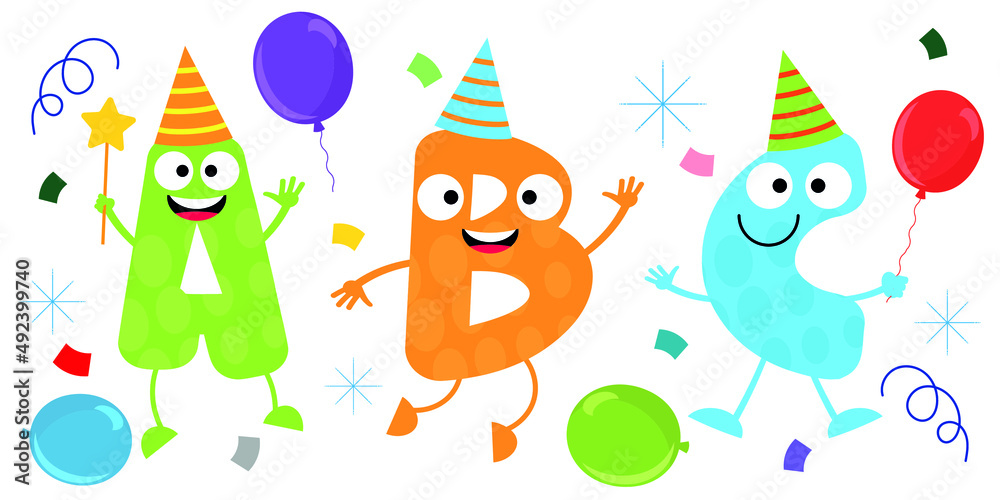 Cute letters bouncing on the trampoline Cute letters bouncing on the trampoline